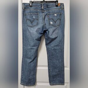 Levi’s Boyfriend Jeans Women’s 11 (35x28) Blue Straight Leg Mid-Rise Distressed